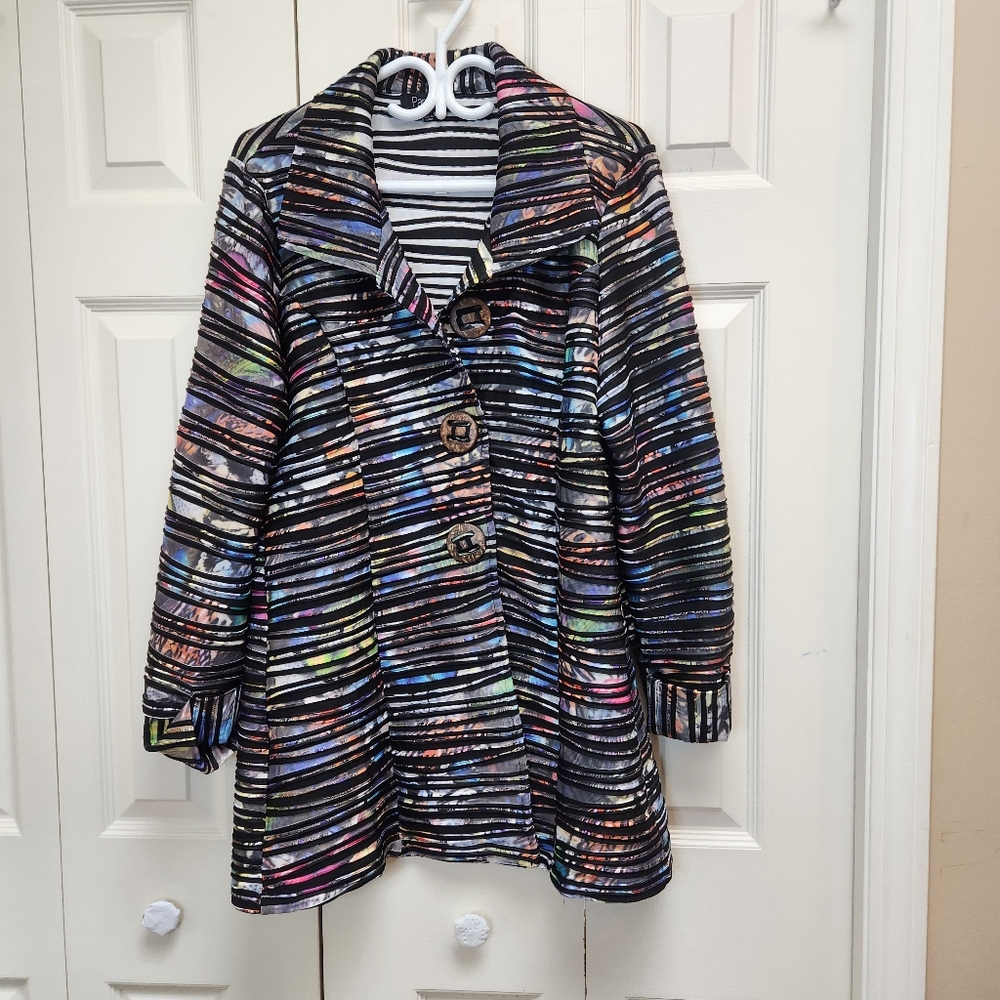 Multi-Color Striped Women's Coat Jacket